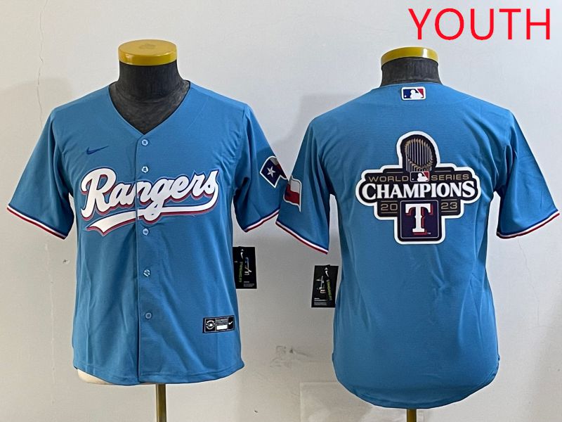 Youth Texas Rangers Blank Light Blue Game 2025 Nike MLB Jersey style 7->youth mlb jersey->Youth Jersey
